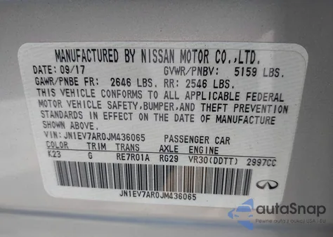 2018 Infiniti Q50 3.0T Luxe из США, поврежденный, VIN JN1EV7AR0JM436065